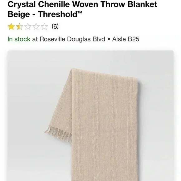 NWT Crystal Chenille Woven Throw Blanket
Beige - Threshold - Picture 5 of 5